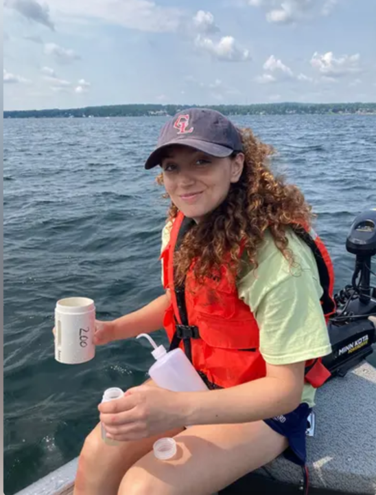 Woman on a boat in the water