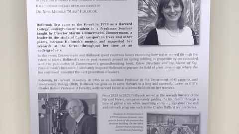 Plaque honoring Dr. Noel Michelle Holbrook and Martin Zimmermann