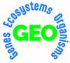 Logo with GEO in green surrounded by words in blue