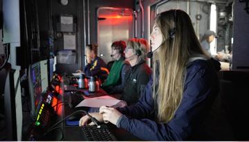 Brooke on board the research vessel EV Nautilus