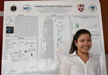 Woman standing in front of a poster