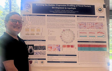 Person standing in front of a science poster