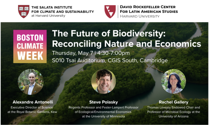 poster of Salata event with pictures of speakers superimposed on top of a river and trees